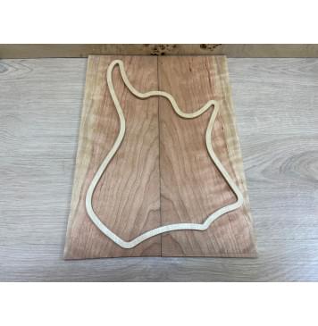 Вишня Американская Волнистая заготовка на топ Смешанный ААА Волна А 8х147х400 мм - 2 шт. (книжкой)-0