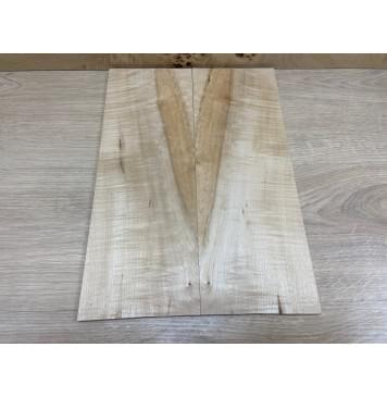 Клён Белый Явор, Волнистый заготовка на топ для Тревел гитары Смешанный АА Волна А 8х137х380 мм - 2 шт. (книжкой)-0