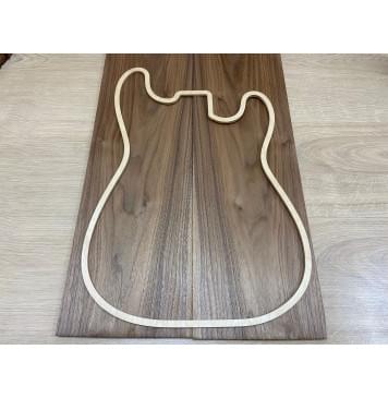 Орех Американский заготовка на топ Тангент А 10х180х540 мм - 2 шт. (книжкой). Изогнут. -2