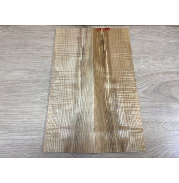 Ясень Оливковый Волнистый заготовка на топ для Тревел гитары Смешанный ААА Волна АА 7х132х415 мм 2шт (книжкой)-4