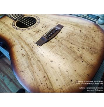 Клён Американский Spalted Волнистый заготовка на топ Смешанный АА Волна АА 18х205-212х482 мм (2шт книжкой)  Уценка-гнилостные поражения древесины,под стабилизацию или работу с порозаполнителями-14
