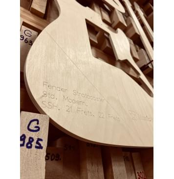 Fender Stratocaster Std Modern, 21 и 22 лада, SSH, полный комплект для фрезеровки гитары, фанера 8мм-7