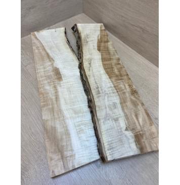 Клён Чёрный Явор, Волнистый заготовка на топ для Тревел гитары Смешанный АА Волна АА 20х145-110х530 мм - 2 шт. (книжкой) АКЦИЯ-6