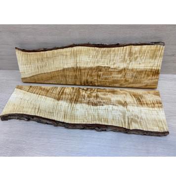 Клён Чёрный Явор, Волнистый заготовка на топ для Тревел гитары Смешанный АА Волна АА 20х145-110х530 мм - 2 шт. (книжкой) АКЦИЯ-15