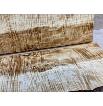 Клён Чёрный Явор, Волнистый заготовка на топ для Тревел гитары Смешанный АА Волна АА 20х145-110х530 мм - 2 шт. (книжкой) АКЦИЯ-13