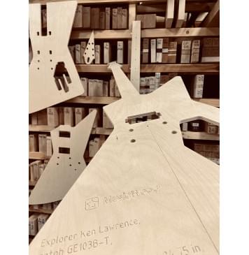 Explorer Ken Lawrence, gotoh GE103B-T, Мензура 24,75", 22 лада, вклеенный гриф, комплект шаблонов для фрезеровки гитары, фанера 8мм-9
