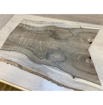 Орех Грецкий Волнистый Заболонь заготовка на топ Смешанный АА Волна А 12х230-175х620-560 мм - 2 шт. (книжкой) Уценка-трещина-2