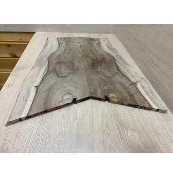 Орех Грецкий Волнистый Заболонь заготовка на топ Смешанный АА Волна А 12х230-175х620-560 мм - 2 шт. (книжкой) Уценка-трещина-3