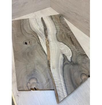 Орех Грецкий Волнистый Заболонь заготовка на топ Смешанный АА Волна А 12х230-175х620-560 мм - 2 шт. (книжкой) Уценка-трещина-7