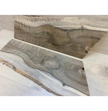 Орех Грецкий Волнистый Заболонь заготовка на топ Смешанный АА Волна А 12х230-175х620-560 мм - 2 шт. (книжкой) Уценка-трещина-0