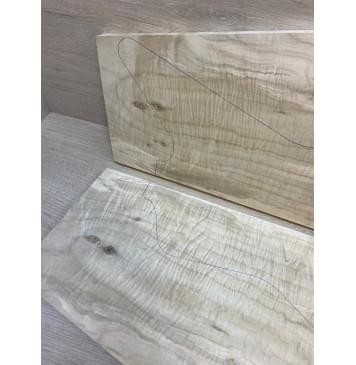 Клён Американский Волнистый заготовка на топ Смешанный А Волна АА 17х315-183х665-650 мм - 2 шт. (книжкой) АКЦИЯ-10