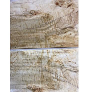 Клён Американский Волнистый заготовка на топ Смешанный А Волна АА 17х315-183х665-650 мм - 2 шт. (книжкой) АКЦИЯ-17