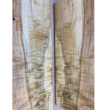 Клён Американский Волнистый заготовка на топ Смешанный А Волна АА 19х195х500 мм - 2 шт. (книжкой) АКЦИЯ-12