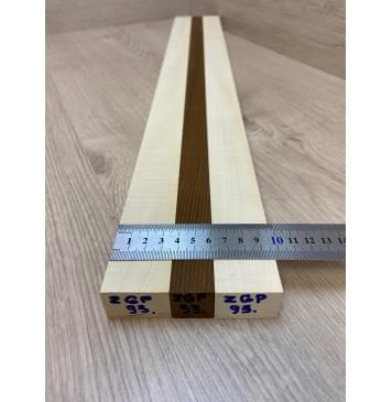 Клен Белый Явор, Волнистый/Ясень Печёный 180гр заготовка для переклеенного грифа электрогитары Радиал АА Волна А 25.5х(35-23-35)х695 мм - из 3х частей-3