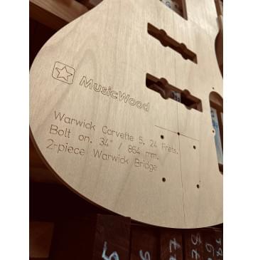 Warwick Corvette 5, 24 Frets, Bolt on, 34" / 864 mm, 2-piece Warwick Bridge, полный комплект для фрезеровки гитары, фанера 8мм-4