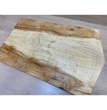 Клён Белый Явор, Волнистый заготовка на топ Смешанный А Волна АА 20х194-164х555-520 мм - 2 шт. (книжкой) Уценка-сучки-12