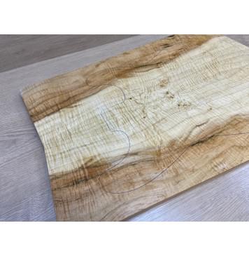 Клён Белый Явор, Волнистый заготовка на топ Смешанный А Волна АА 20х194-164х555-520 мм - 2 шт. (книжкой) Уценка-сучки-13