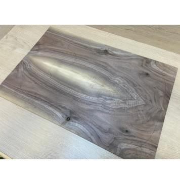 Орех Американский Заболонь Волнистый заготовка на топ Смешанный А Волна А 10х180х535 мм - 2 шт. (книжкой) Уценка-сучки-0