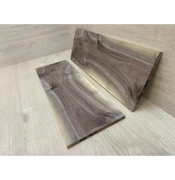 Орех Американский Заболонь Волнистый заготовка на топ Смешанный А Волна А 10х180х535 мм - 2 шт. (книжкой) Уценка-сучки-1