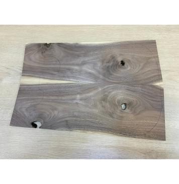 Орех Американский Заболонь заготовка на топ под заливку Тангент А 10х170-150х470 мм - 2 шт. (книжкой) Уценка-сучки-0