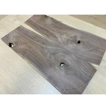 Орех Американский Заболонь заготовка на топ под заливку Тангент А 10х170-150х470 мм - 2 шт. (книжкой) Уценка-сучки-1