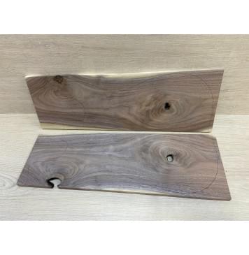 Орех Американский Заболонь заготовка на топ под заливку Тангент А 10х170-150х470 мм - 2 шт. (книжкой) Уценка-сучки-3