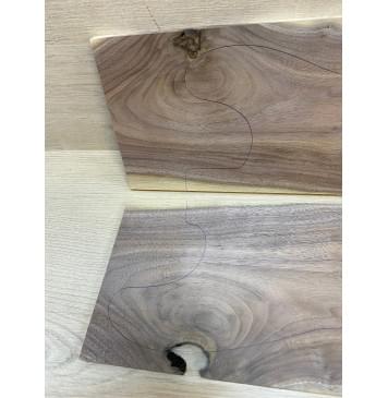 Орех Американский Заболонь заготовка на топ под заливку Тангент А 10х170-150х470 мм - 2 шт. (книжкой) Уценка-сучки-8