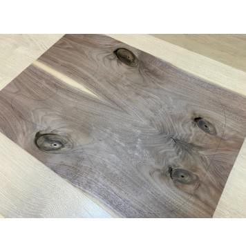 Орех Американский заготовка на топ Смешанный А 10х190х540 мм - 2 шт. (книжкой) Уценка-сучки-1