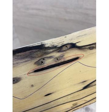 Эбен Лунный заготовка накладки на головку грифа под заливку Смешанный АА 4х120-110х190 мм (Уценка-трещина)-2