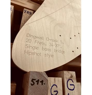 Dingwall D-rock 5, 20 ладов, 34-37", Single bass bridge Hipshot style, полный комплект для фрезеровки гитары, фанера 8мм-6