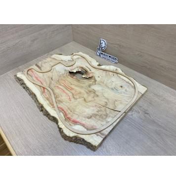 Клён Американский Каповый заготовка на топ под заливку Смешанный АА Кап АА 18х360-330х495-410 мм (цельный) Уценка-трещины-1