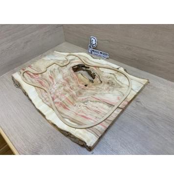 Клён Американский Каповый заготовка на топ под заливку Смешанный АА Кап АА 19х390-265х520 мм (цельный) Уценка-трещины-1