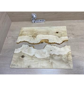 Клён Американский Каповый заготовка на топ под заливку Смешанный АА Кап АА 8х170-137х430 мм - 2шт.(книжкой)-0