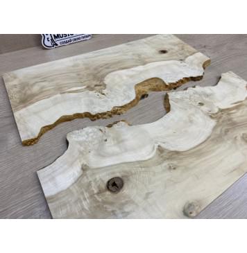 Клён Американский Каповый заготовка на топ под заливку Смешанный АА Кап АА 8х170-137х430 мм - 2шт.(книжкой)-2