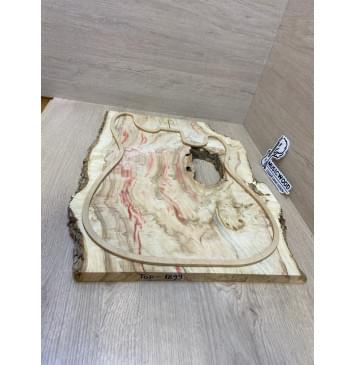 Клён Американский Каповый заготовка на топ под заливку Смешанный АА Кап АА 20х370-260х490 мм (цельный) Уценка-трещины-3