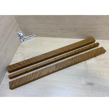 Берёза Пламенная Печёная 180гр заготовка грифа электрогитары Радиал АА Волна ААА 28х(42-18-42)х680 мм - из 3х частей-0