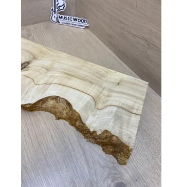 Клён Американский Каповый заготовка на топ под заливку Смешанный А Кап АА 24.5х160-130х485 мм - (1шт под распил) Уценка-трещины-3