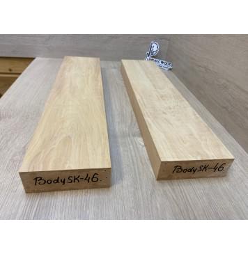 Ольха Волнистая заготовка корпуса для гитары со сквозным грифом Тангент АА Волна А 46х128х560-545 мм (2 шт)-1