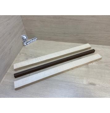 Клен Белый Явор, Волнистый/Венге/Клен Белый Явор, Волнистый заготовка для переклеенного грифа безголовой гитары Радиал АА Волна АА 25х(44-17.5-44)х610 мм - из 3х частей-0