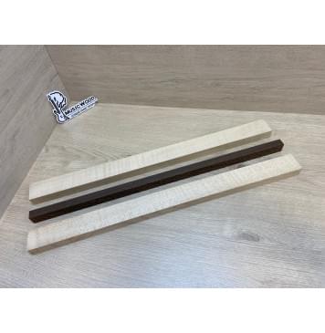 Клен Белый Явор, Волнистый/Венге/Клен Белый Явор, Волнистый заготовка для переклеенного грифа безголовой гитары Радиал АА Волна АА 25х(44-17.5-44)х610 мм - из 3х частей-3