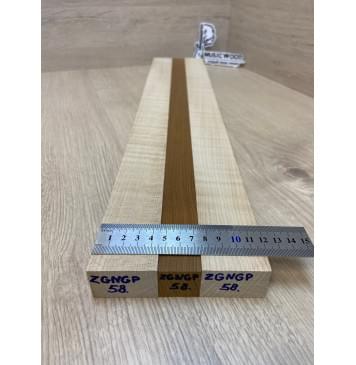 Клен Белый/Клён Печёный 180гр/Клён Белый заготовка для переклеенного грифа безголовой гитары Радиал АА Волна АА 27х(44-17-44)х610 мм - из 3х частей-3