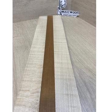 Клен Белый/Клён Печёный 180гр/Клён Белый заготовка для переклеенного грифа безголовой гитары Радиал АА Волна АА 27х(44-17-44)х610 мм - из 3х частей-4
