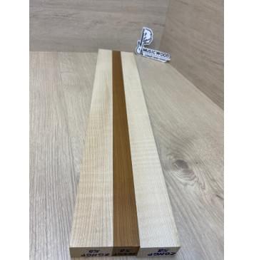 Клен Белый/Клён Печёный 180гр/Клён Белый заготовка для переклеенного грифа безголовой гитары Радиал АА Волна АА 27х(44-17-44)х610 мм - из 3х частей-6