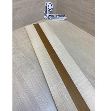 Клен Белый/Клён Печёный 180гр/Клён Белый заготовка для переклеенного грифа безголовой гитары Радиал АА Волна АА 27х(44-17-44)х610 мм - из 3х частей-7