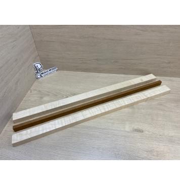 Клён Белый/Клён Печёный 180гр заготовка для переклеенного грифа электрогитары Смешанный АА Волна АА 23х(38-13-38)х740 мм - из 3х частей-0