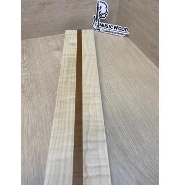 Клён Белый/Клён Печёный 180гр заготовка для переклеенного грифа электрогитары Смешанный АА Волна АА 23х(38-13-38)х740 мм - из 3х частей-8