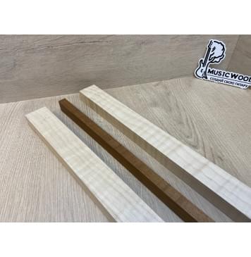 Клён Белый/Клён Печёный 180гр заготовка для переклеенного грифа электрогитары Смешанный АА Волна АА 23х(38-13-38)х740 мм - из 3х частей-10