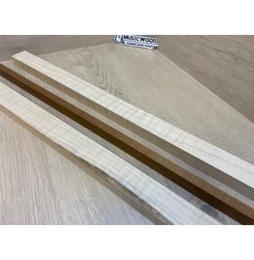 Клён Белый/Клён Печёный 180гр заготовка для переклеенного грифа электрогитары Смешанный АА Волна АА 23х(38-13-38)х740 мм - из 3х частей-9