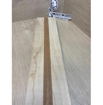 Клён Белый/Махагон заготовка для переклеенного грифа электрогитары Смешанный ААА Волна АА 27х(37-18-37)х740 мм - из 3х частей-7