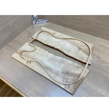 Клён Американский Волнистый заготовка на топ для Тревел гитары Смешанный А Волна АА 17х160-142х455-430 мм - 2 шт. (книжкой) АКЦИЯ-12